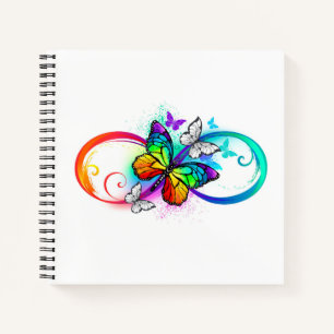Cuaderno Infinidad brillante con la mariposa arcoiris