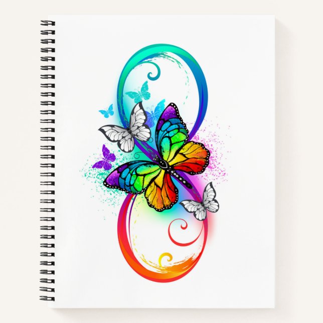 Cuaderno Infinidad brillante con la mariposa arcoiris (Anverso)