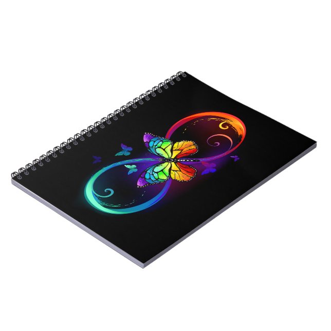 Cuaderno Infinidad vibrante con mariposa arco iris sobre ne (Lado Izquierdo)