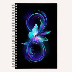 Cuaderno Infinito brillante con mariposa mágica