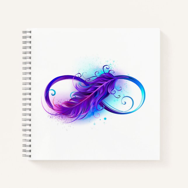 Cuaderno Infinito con plumas púrpura (Anverso)