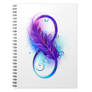 Cuaderno Infinito con plumas púrpura