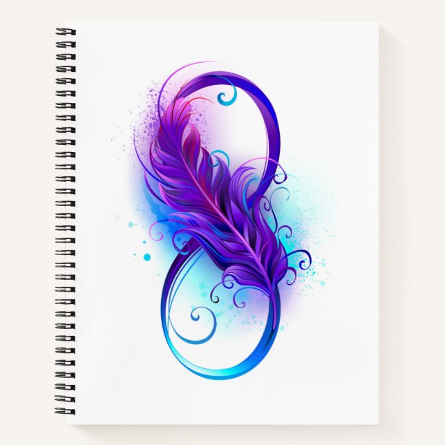Cuaderno Infinito con plumas púrpura (Anverso)