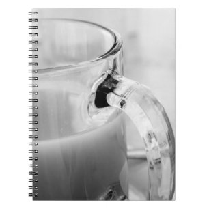 Cuaderno Infrarrojo, negro y blanco, taza, vidrio, café,