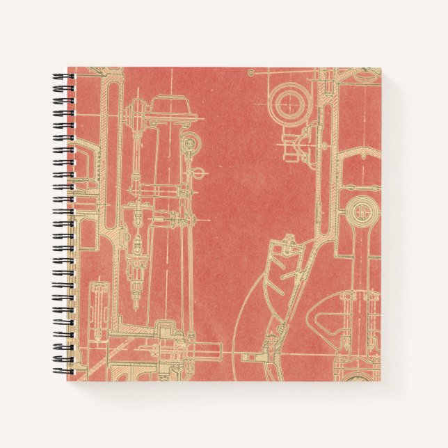 Cuaderno Ingeniería esquemática Plano Motor de Gas Temprano (Anverso)