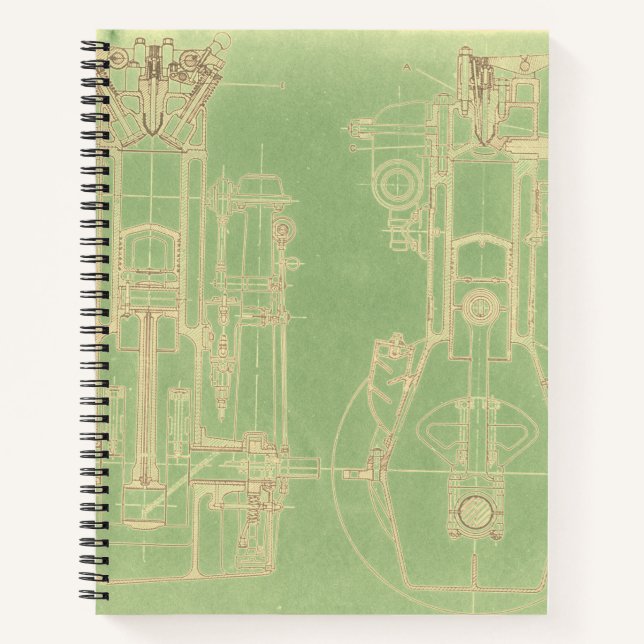 Cuaderno Ingeniería esquemática Plano Motor de Gas Temprano (Anverso)