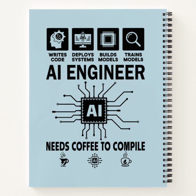 Cuaderno Ingeniero de IA divertido necesita café para compi (Reverso)