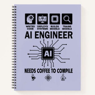 Cuaderno Ingeniero de IA divertido necesita café para compi