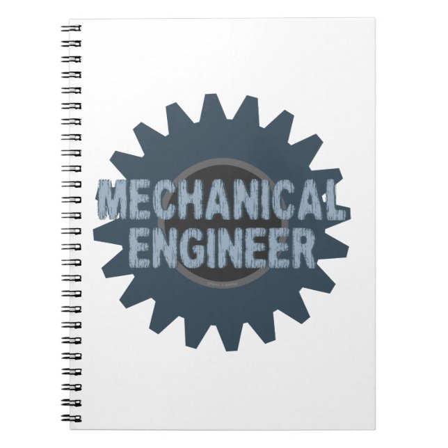 Cuaderno Ingeniero Mecánico Engranaje Azul Gris (Frente)