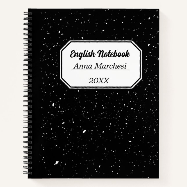 Cuaderno Inglés Costomazable Tradicional Blanco Y Negro (Anverso)