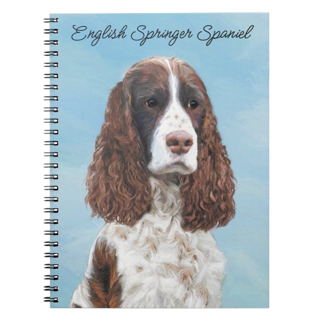 Cuaderno Inglés Springer Spaniel Pintura Original Perro Art (Frente)