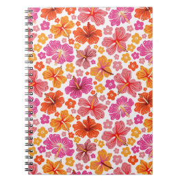 Cuaderno Inhibisco tropical - rosa y naranja
