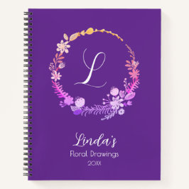 Cuaderno Inicial de Monograma Elegante Nombre Personalizado