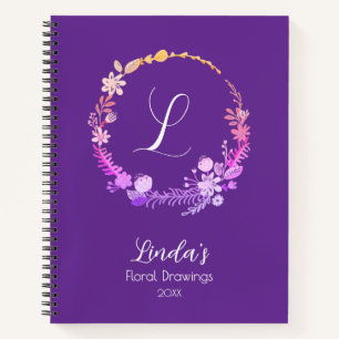 Cuaderno Inicial de Monograma Elegante Nombre Personalizado