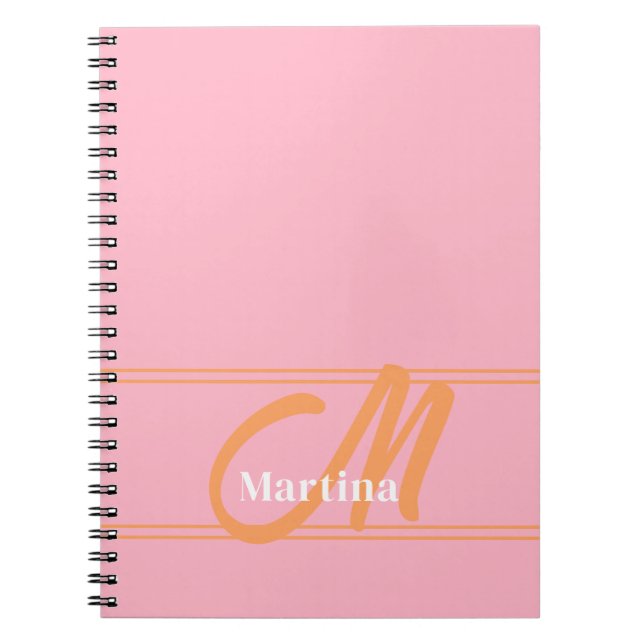 Cuaderno Inicial de Monograma Moderno Tendencia Ro (Frente)