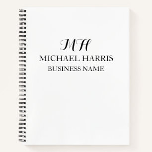 Cuaderno Inicial de monograma negro profesional de negocios