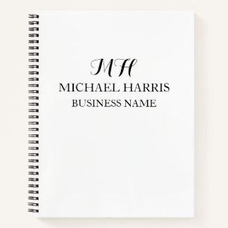 Cuaderno Inicial de monograma negro profesional de negocios