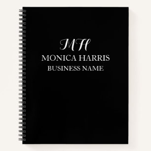 Cuaderno Inicial de monograma negro profesional de negocios