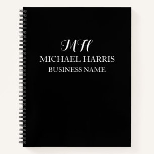 Cuaderno Inicial de monograma negro profesional de negocios