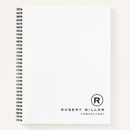 Cuaderno Inicial de Monograma Negro y Blanco Personalizado