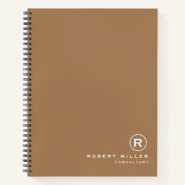 Cuaderno Inicial de monograma personalizada marrón y blanca