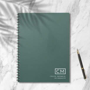 Cuaderno Inicial de Monograma Profesional Moderno Verde Sal