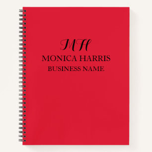 Cuaderno Inicial de monograma rojo profesional para negocio