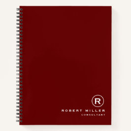 Cuaderno Inicial de Monograma Rojo y Blanco Personalizado