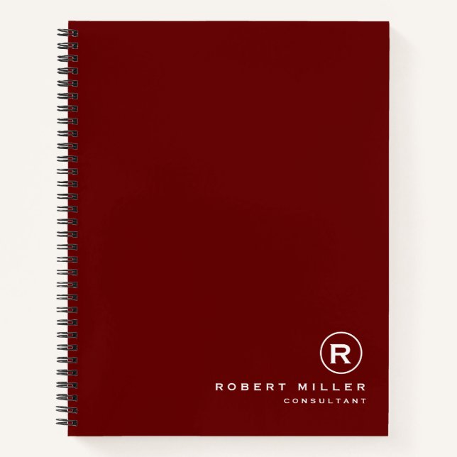 Cuaderno Inicial de Monograma Rojo y Blanco Personalizado (Anverso)