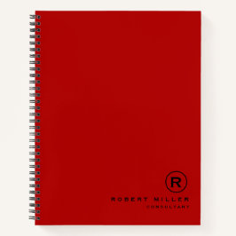 Cuaderno Inicial de Monograma Rojo y Negro Personalizado