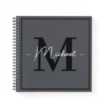 Inicial elegante personalizada gris carbón para of