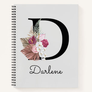 Cuaderno Inicial floral rosa moderna D
