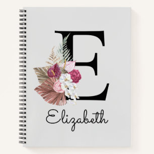 Cuaderno Inicial floral rosa moderna E