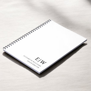 Cuaderno Inicial Monograma Blanco Profesional de Negocios