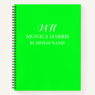 Cuaderno Inicial monograma profesional neón verde Negocios