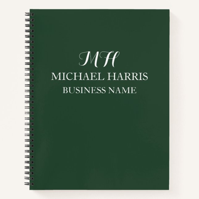 Cuaderno Inicial Monograma Verde Profesional Empresa (Anverso)