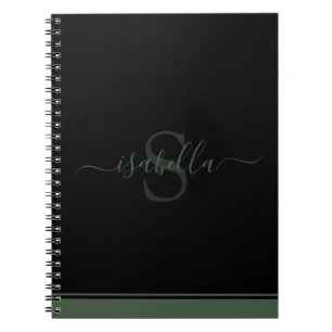 Cuaderno Inicial monogramada elegante escritura verde