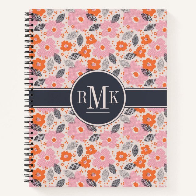Cuaderno Inicial | Patrón floral retro corto (Anverso)