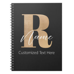 Cuaderno Inicial R y nombre personalizados con monograma mo