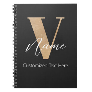 Cuaderno Inicial V Monogramada Moderna y Nombre Personaliza