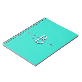 Cuaderno Inicial y nombre de monograma personalizado en azu