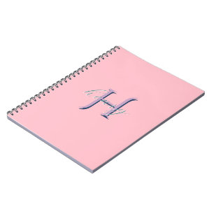Cuaderno Inicial y nombre personalizados en rosa con monogr
