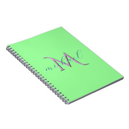 Cuaderno Inicial y nombre personalizados en verde menta con