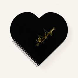Cuaderno Iniciales de corazón personalizadas en negro con f