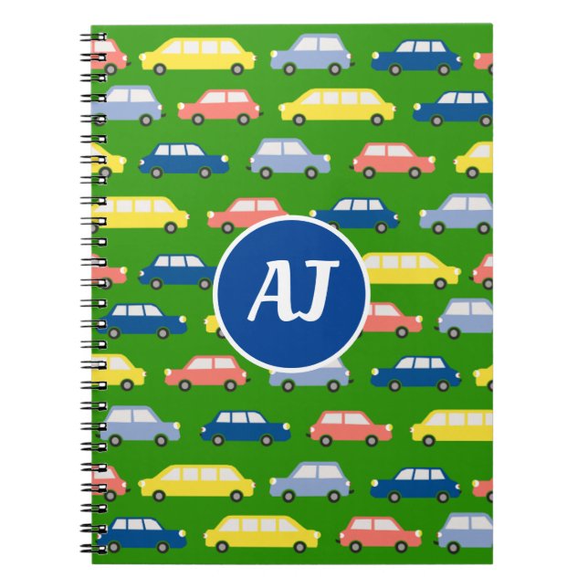 Cuaderno Iniciales de dibujos animados de coches (Frente)