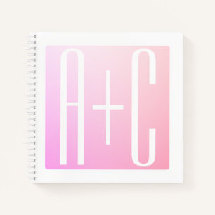 Cuaderno Iniciales de la pareja   Sutil Gradación Rosa