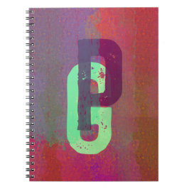 Cuaderno Iniciales de monograma arte grunge funky púrpura v
