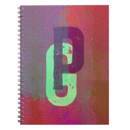 Cuaderno Iniciales de Monograma Arte Verde Púrpura Grunge F