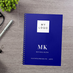 Cuaderno Iníciales de monograma azul marino negocio
