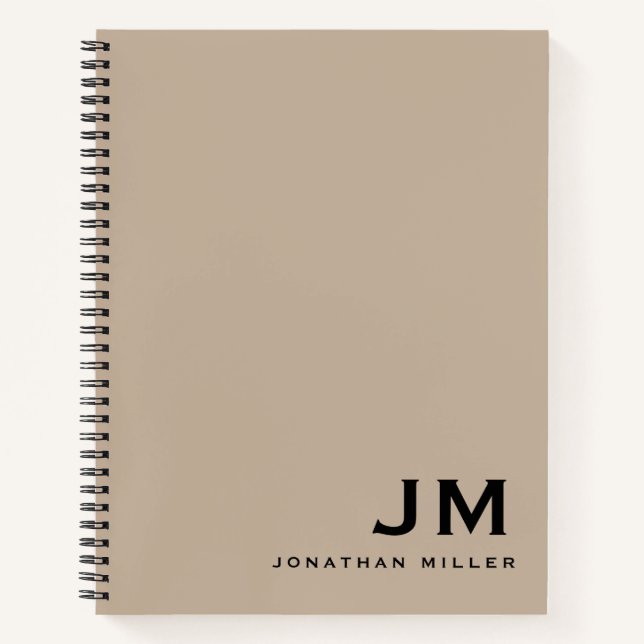 Cuaderno Iniciales de monograma Beige profesional (Anverso)